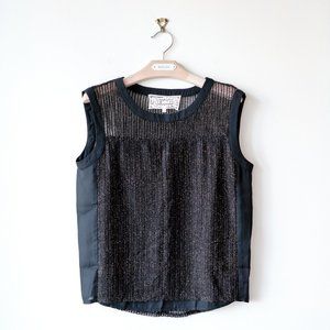 • Pink Martini • Gold Mesh Blouse Sz XS